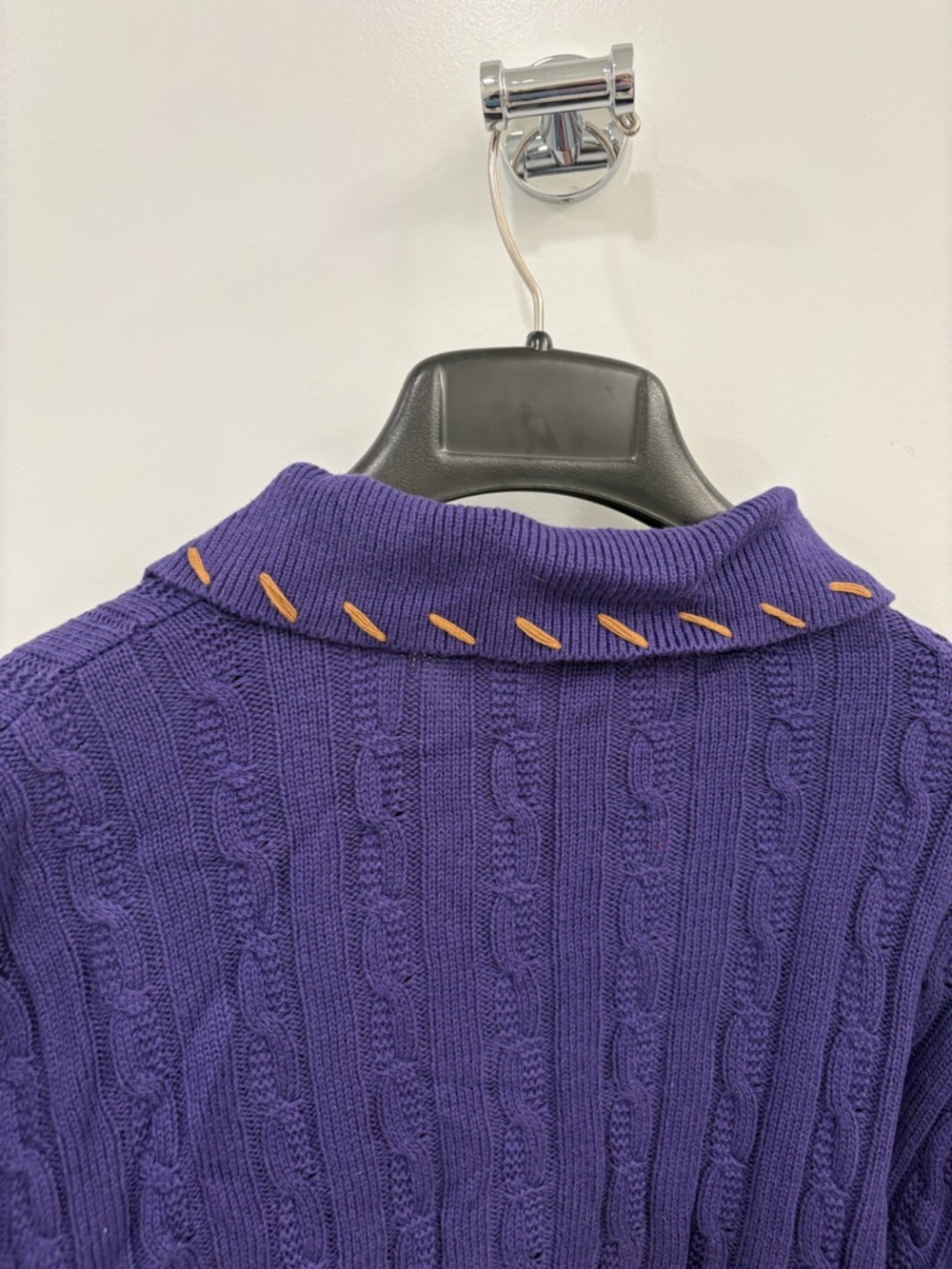 Vintage 90s Rod's Western Purple Cotton Cable Knit Equestrian Cardigan Sz Medium - Picture 13 of 13